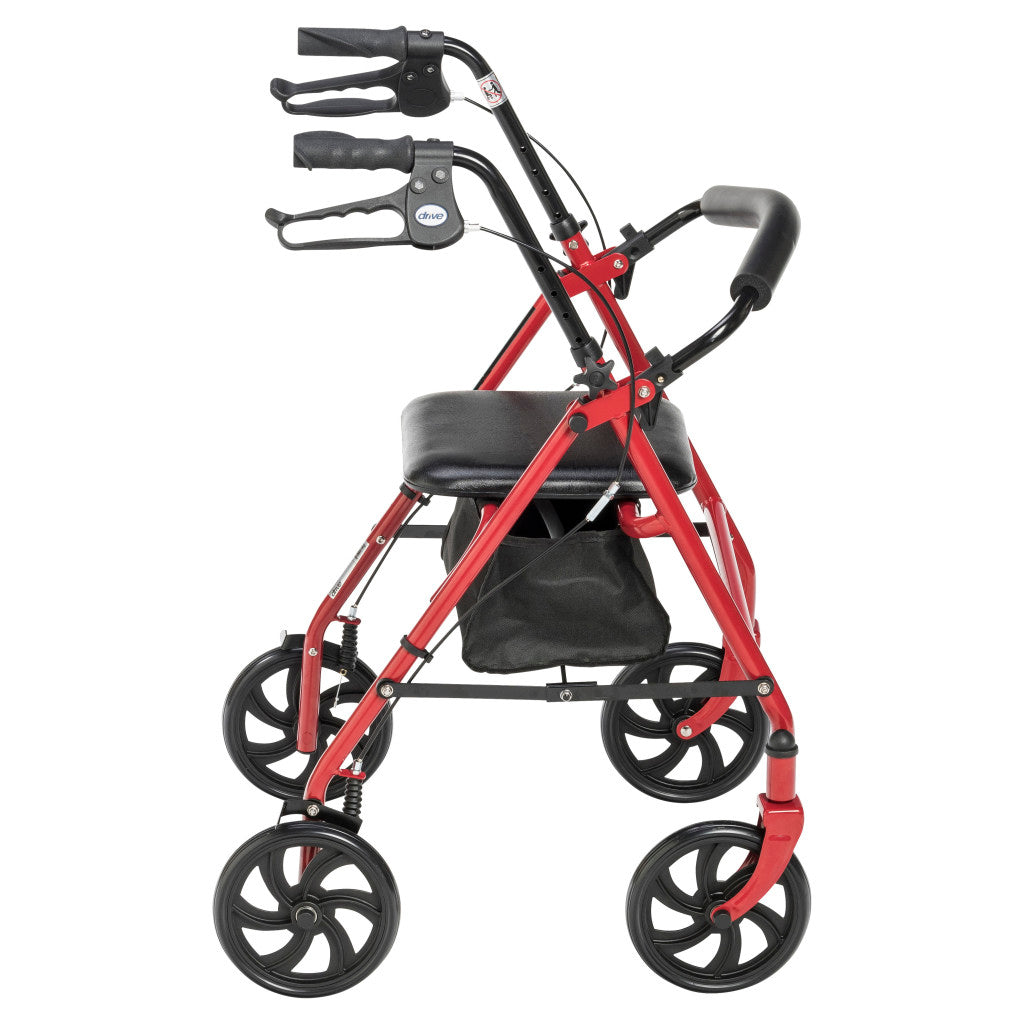 Durable 4 Wheel Rollator with 7.5" Casters (Red)