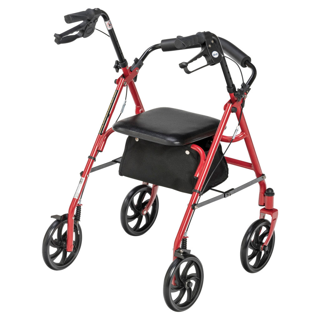 Durable 4 Wheel Rollator with 7.5" Casters (Red)