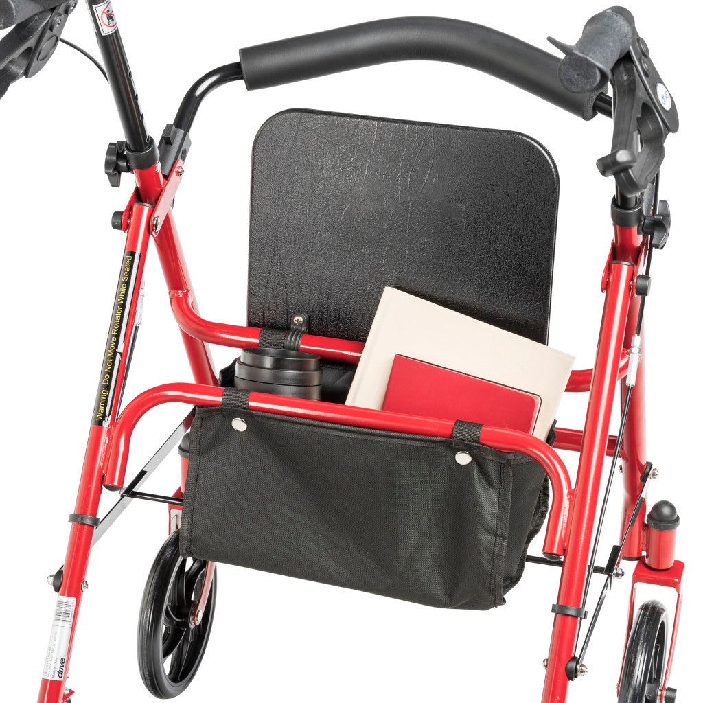 Durable 4 Wheel Rollator with 7.5" Casters (Red)