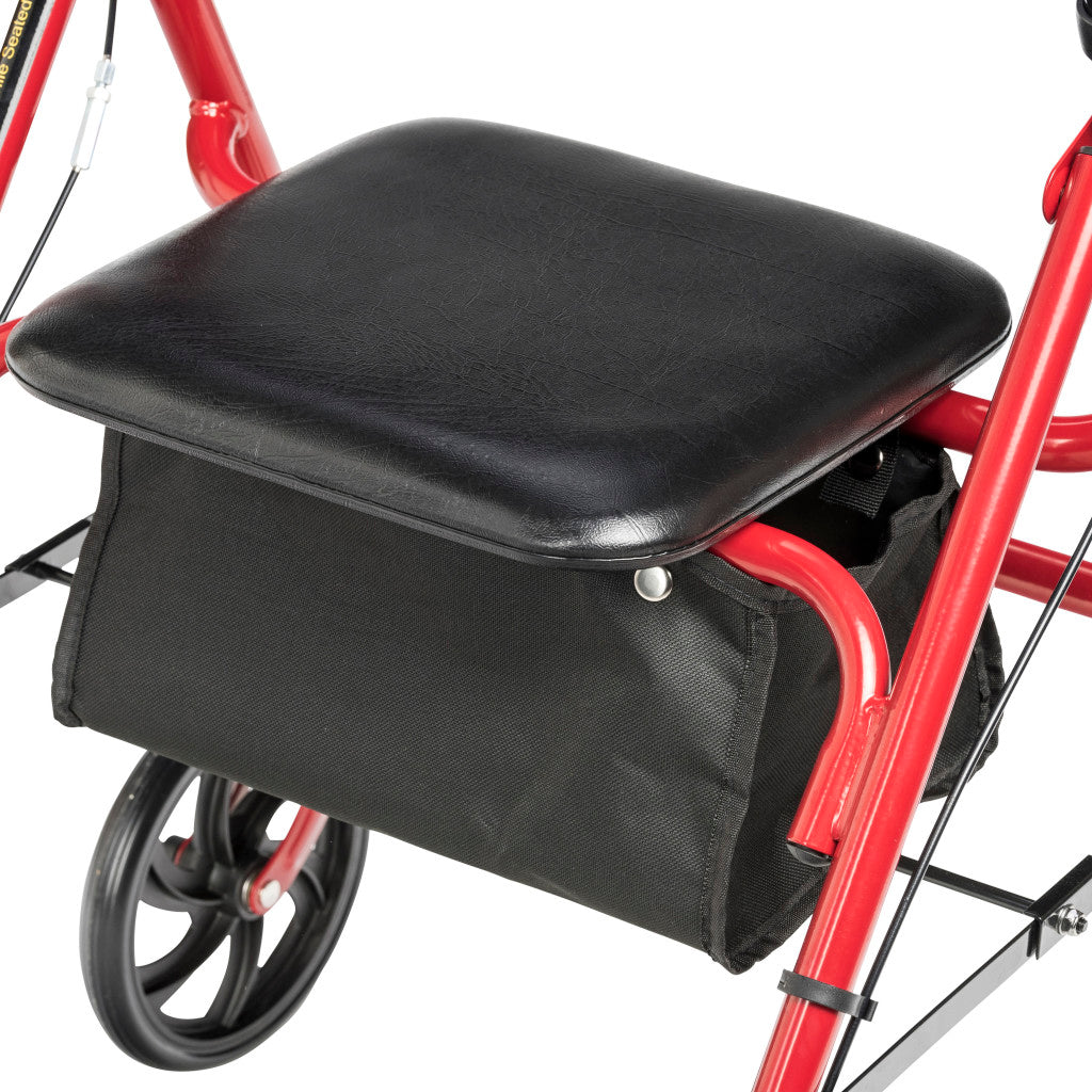 Durable 4 Wheel Rollator with 7.5" Casters (Red)