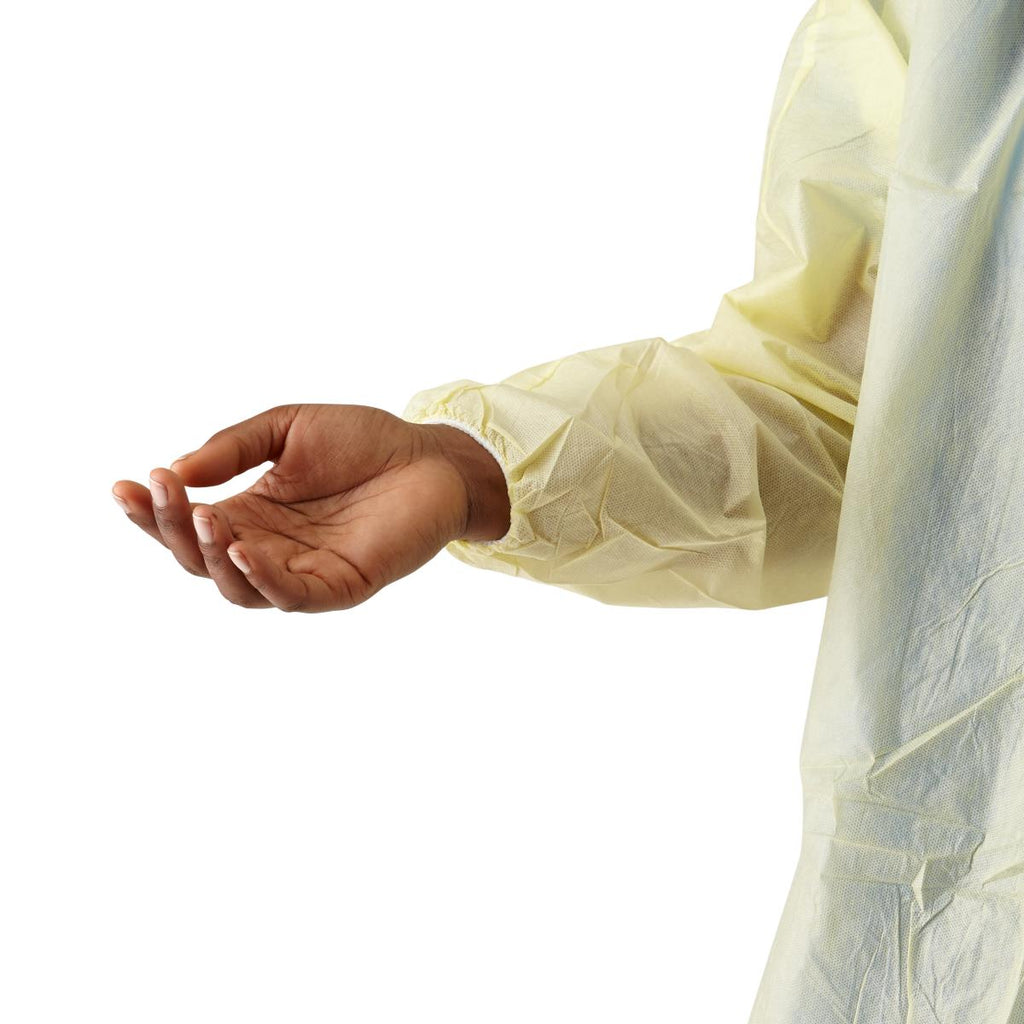 Polypropylene Gowns with Waist and Neck Ties, Yellow, X-Large (case of 50)