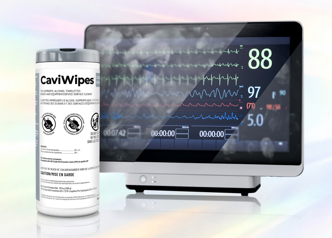 CaviWipes Clear Surface Cleaning Wipes, 75 Wipes per Canister (12 cans per case)