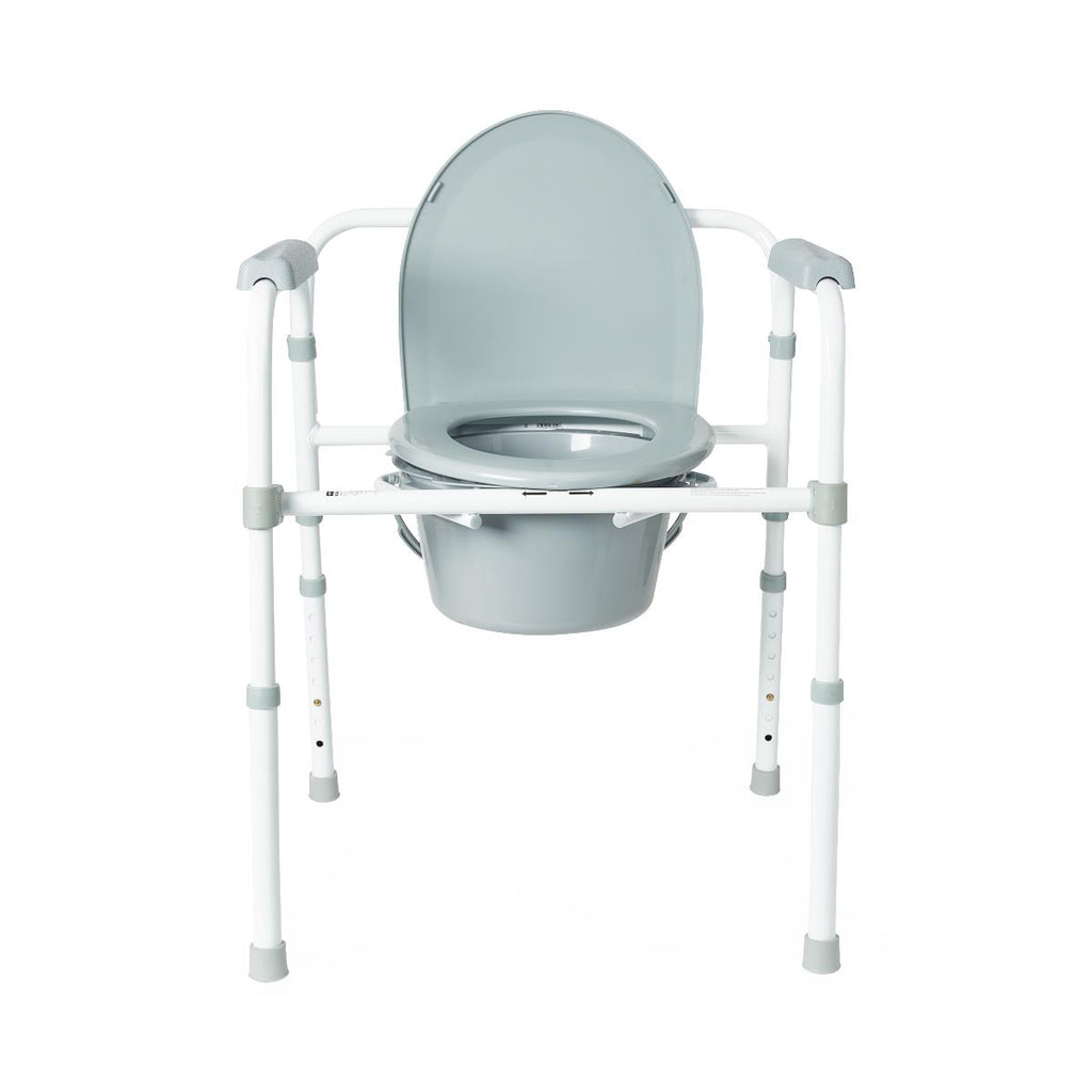 Steel 3-in-1 Folding Commode with Adjustable Height