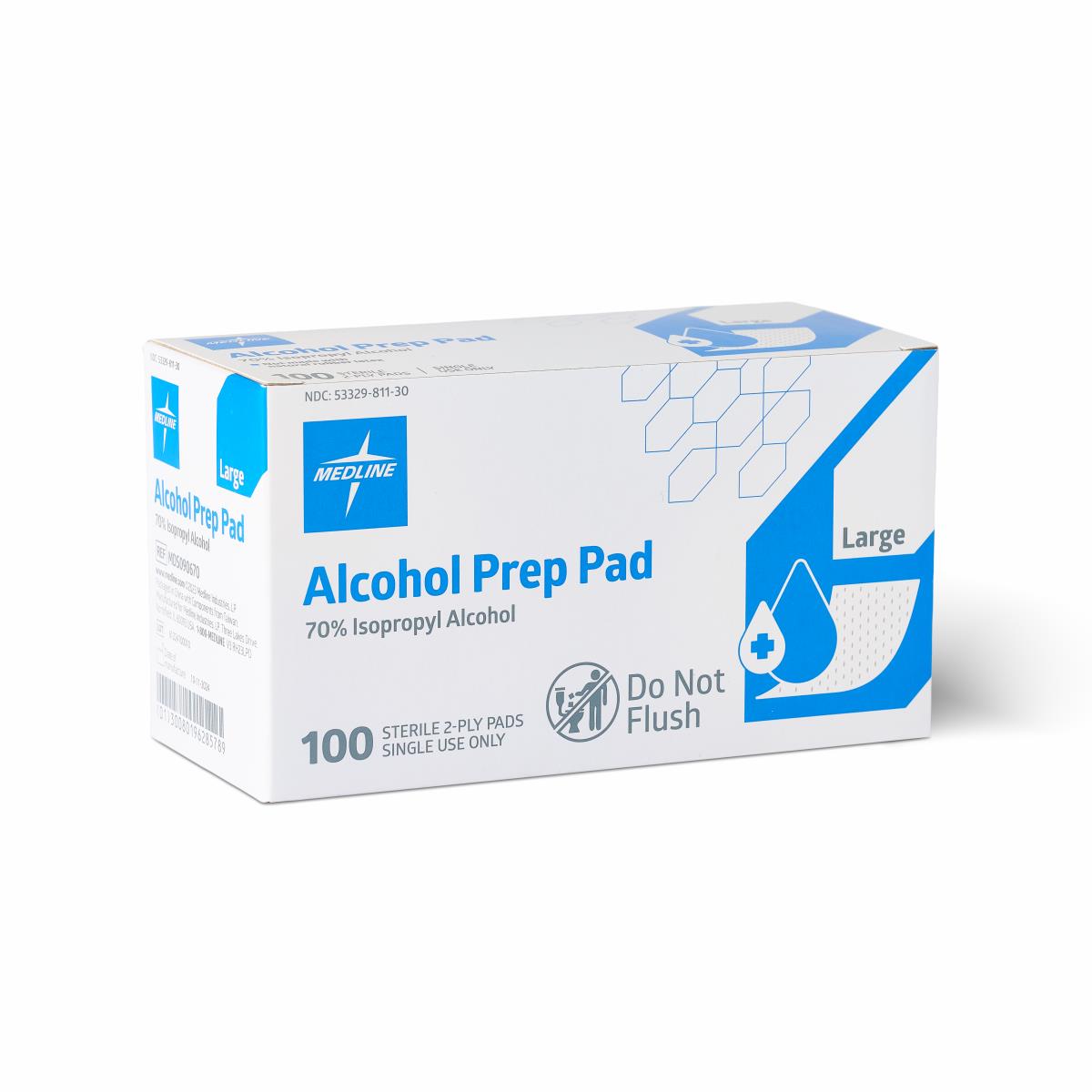 Alcohol Prep Pads, 2-Ply, Large, 1-3/4" x 3" (box of 100)