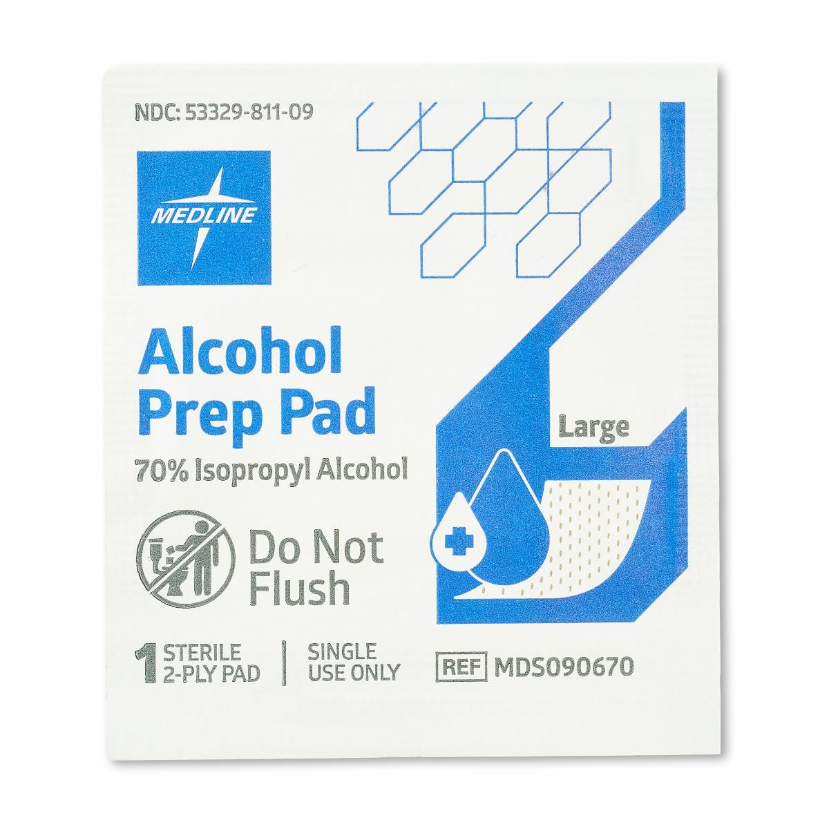 Alcohol Prep Pads, 2-Ply, Large, 1-3/4" x 3" (box of 100)
