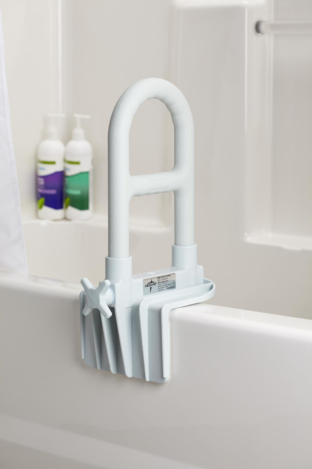Deluxe Bathtub Grab Bar with Microban, Light Gray
