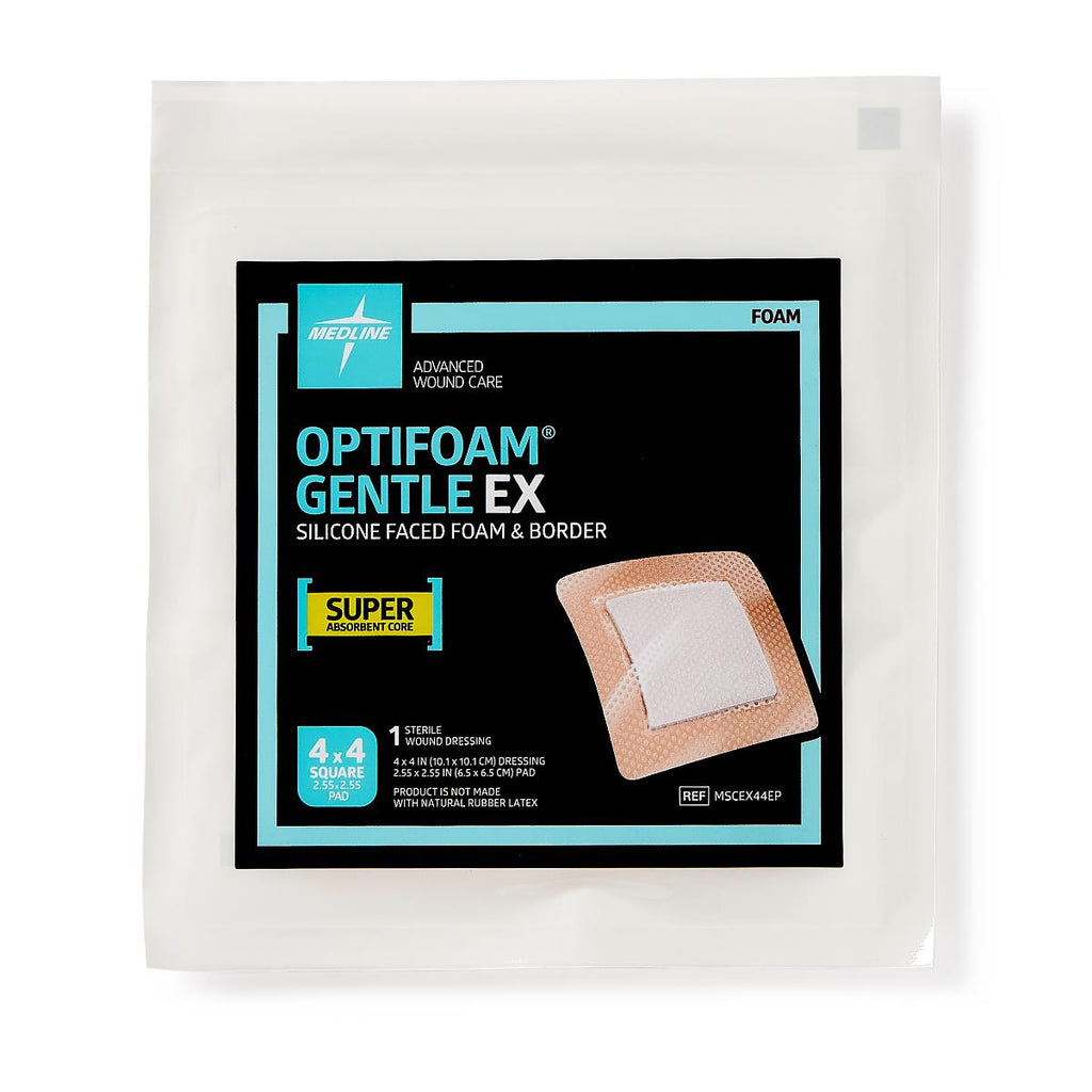 Optifoam Gentle EX Bordered Foam Dressing, 4" x 4" (1EA)