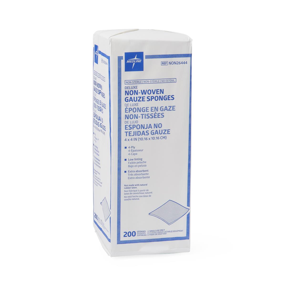 Deluxe Nonsterile Nonwoven 4-Ply Gauze Sponges, 4" x 4" (case of 2000)