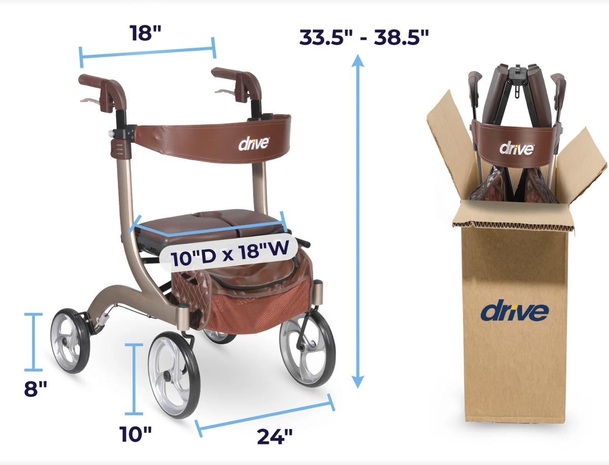 Nitro DLX Euro Style Walker Rollator, Champagne