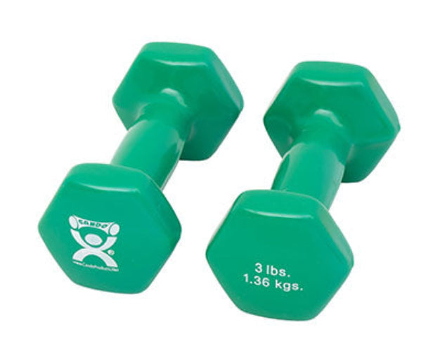 CanDo Vinyl Coated Dumbbell, 3lbs., Green