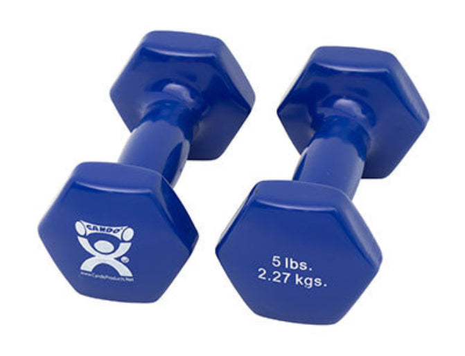 CanDo Vinyl Coated Dumbbell, 5lbs., Blue
