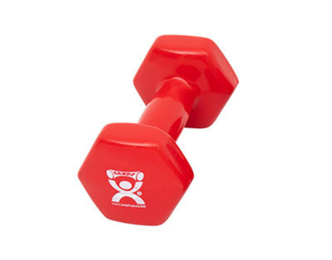 CanDo Vinyl Coated Dumbbell, 6lbs., Red