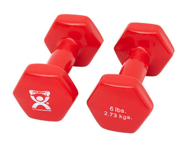 CanDo Vinyl Coated Dumbbell, 6lbs., Red