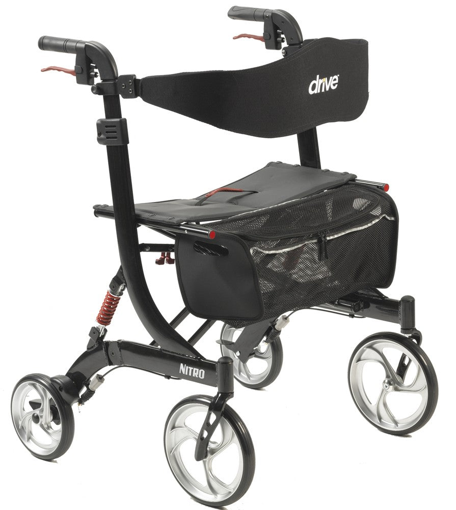 Drive Medical Nitro Euro Style Rollator Rolling Walker, Heavy Duty, Black