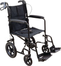 Transport Chair with 12-inch Rear Wheels, Aluminum Frame, Fixed Full-Length Arms and Swing-Away Footrests with Heel Loops