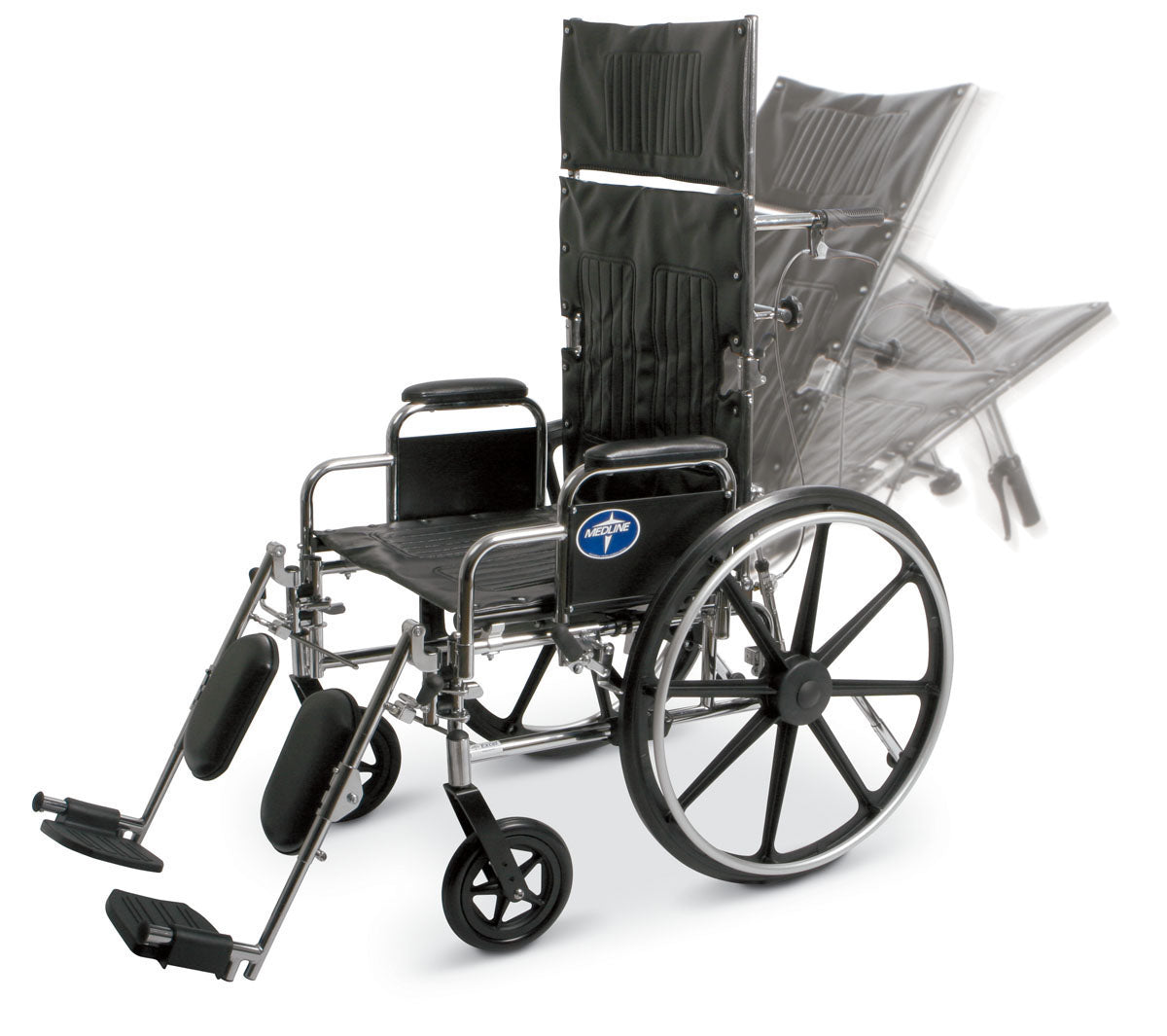 Excel Reclining Wheelchair with Removable Desk-Length Arms and Elevating Leg Rests, 16"