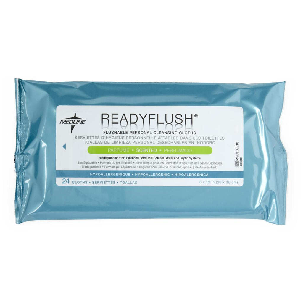 ReadyFlush Flushable Personal Cleansing Wipes, Scented, Soft Pack (case of 24)