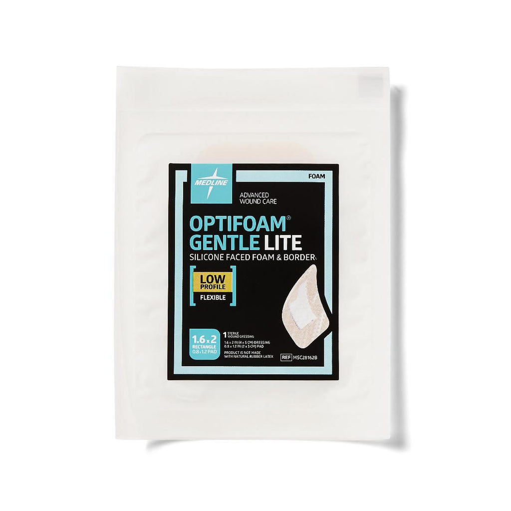 Optifoam Gentle Lite Foam Dressing, 1.6" x 2" with Border (case of 100)