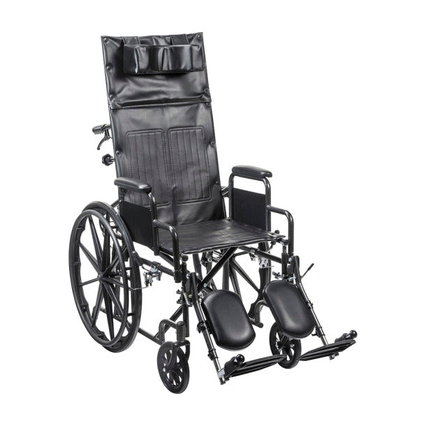 Silver Sport Full-Reclining Wheelchair, Full Arms, 16" Seat