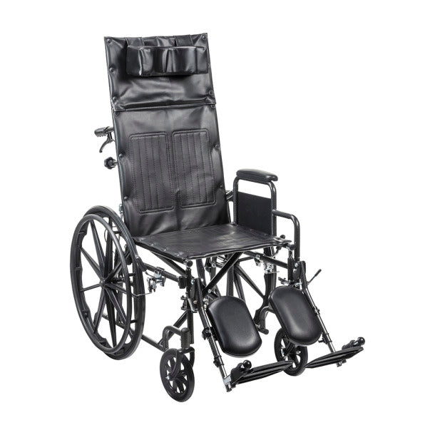 Silver Sport Full-Reclining Wheelchair, Full Arms, 16" Seat
