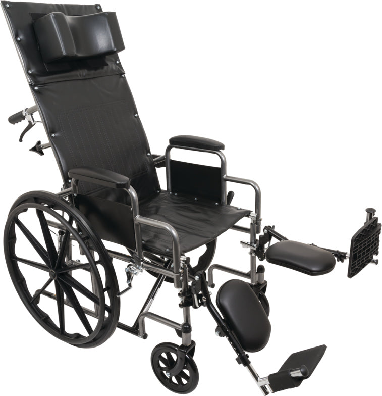 ProBasics Reclining Wheelchair, 20" x 17", Removable Desk Arms & Elevating Legrests